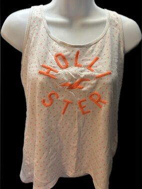 🧡Hollister Women's Cream Tank Top with Coral Logo🧡